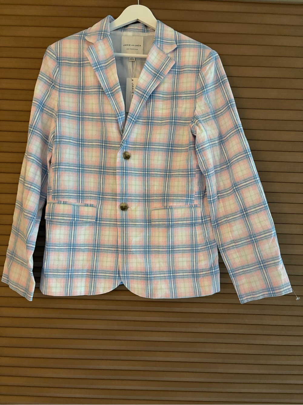 Janie and Jack Pastel Plaid Blazer in Blue & Pink
